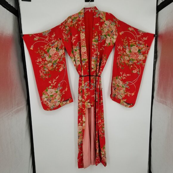 Vintage Authentic Silk Taisho Japanese Kimono from Japan (cir. pre 30s) Sz. XS-M - Picture 3 of 7